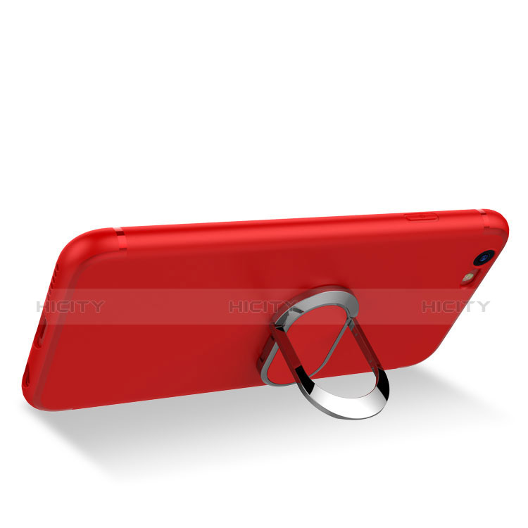 Coque Ultra Fine Silicone Souple avec Support Bague Anneau A03 pour Apple iPhone 6 Rouge Plus