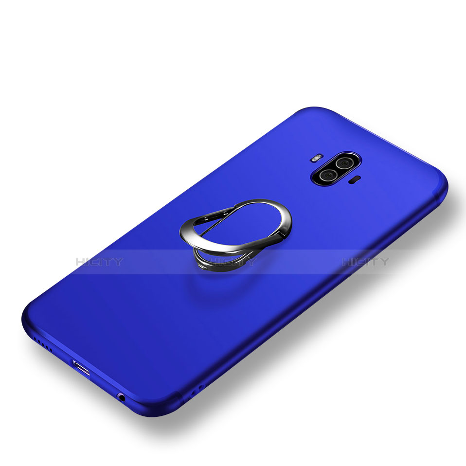 Coque Ultra Fine Silicone Souple avec Support Bague Anneau A04 pour Huawei Mate 10 Bleu Plus