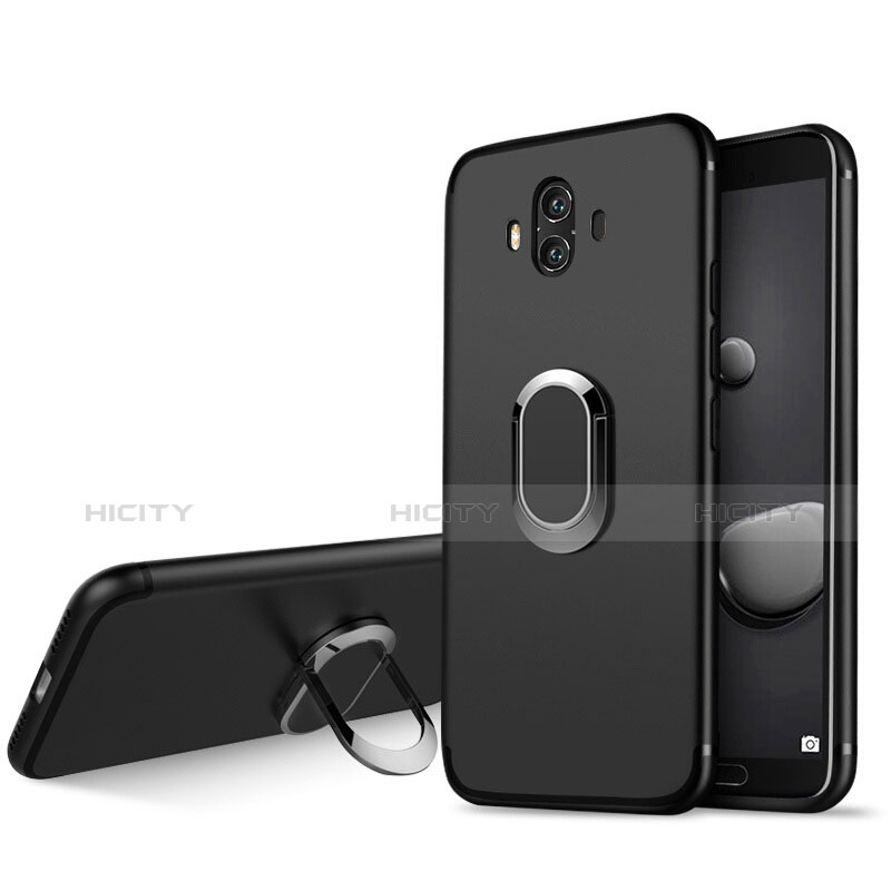 Coque Ultra Fine Silicone Souple avec Support Bague Anneau A04 pour Huawei Mate 10 Noir Plus