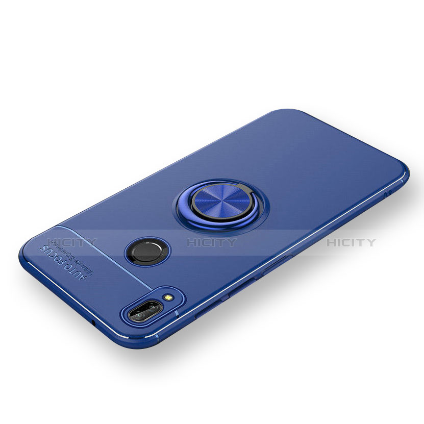 Coque Ultra Fine Silicone Souple avec Support Bague Anneau Aimante A02 pour Huawei P Smart+ Plus Bleu Plus