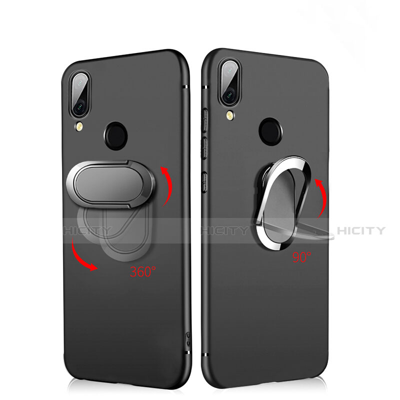 Coque Ultra Fine Silicone Souple avec Support Bague Anneau Aimante Magnetique A02 pour Xiaomi Redmi Note 7 Noir Plus