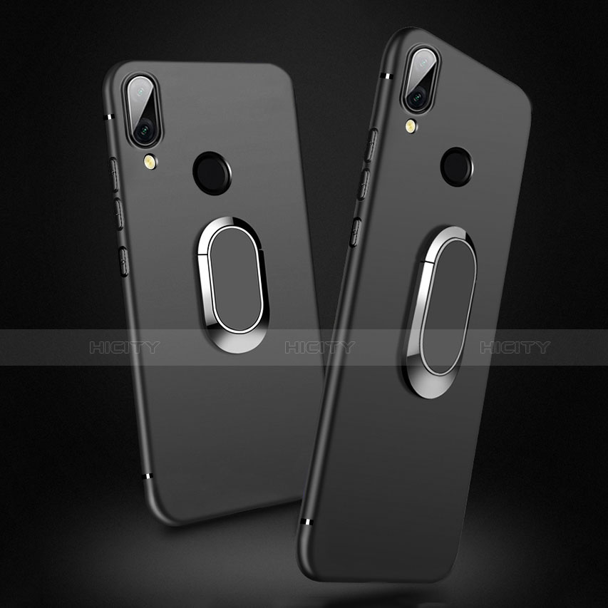 Coque Ultra Fine Silicone Souple avec Support Bague Anneau Aimante Magnetique A02 pour Xiaomi Redmi Note 7 Noir Plus