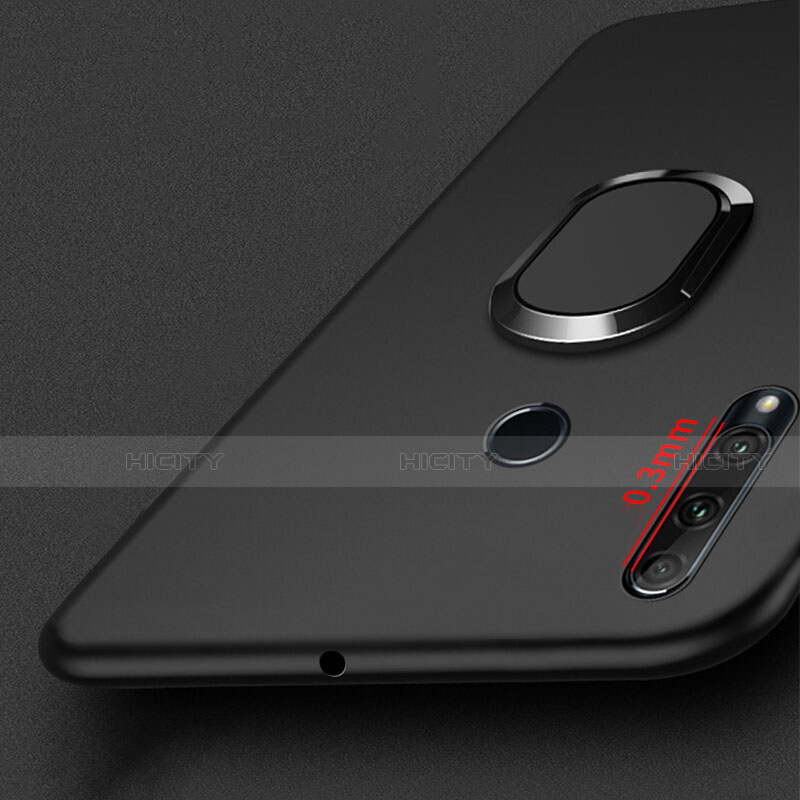 Coque Ultra Fine Silicone Souple avec Support Bague Anneau Aimante Magnetique pour Huawei Enjoy 9s Noir Plus