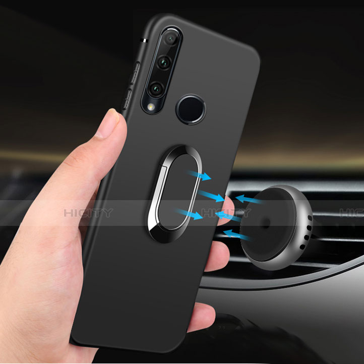 Coque Ultra Fine Silicone Souple avec Support Bague Anneau Aimante Magnetique pour Huawei Honor 20i Noir Plus