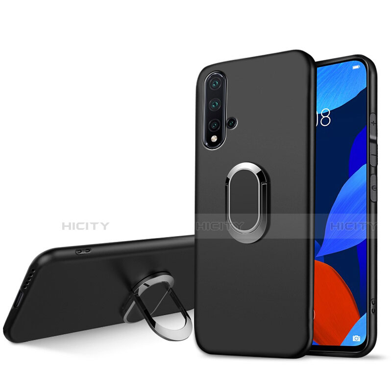 Coque Ultra Fine Silicone Souple avec Support Bague Anneau Aimante Magnetique pour Huawei Nova 5 Noir Plus