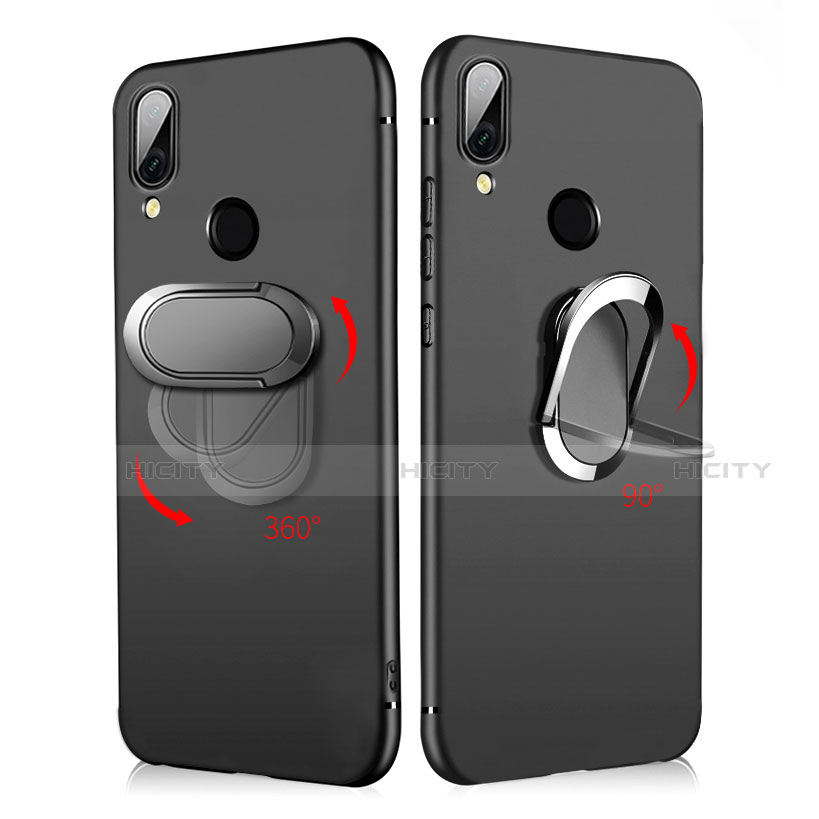 Coque Ultra Fine Silicone Souple avec Support Bague Anneau Aimante Magnetique pour Xiaomi Redmi 7 Noir Plus