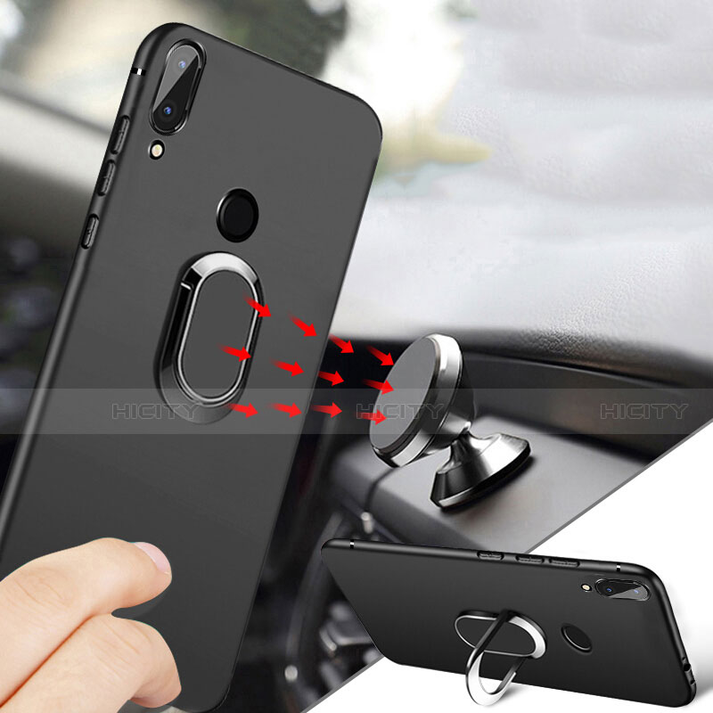 Coque Ultra Fine Silicone Souple avec Support Bague Anneau Aimante Magnetique pour Xiaomi Redmi 7 Noir Plus