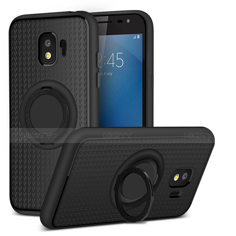 Coque Ultra Fine Silicone Souple avec Support Bague Anneau Aimante pour Samsung Galaxy Grand Prime Pro (2018) Noir Plus