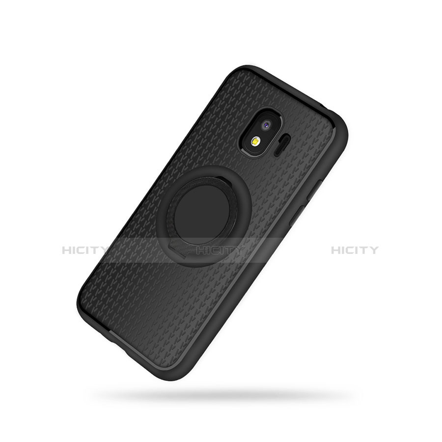 Coque Ultra Fine Silicone Souple avec Support Bague Anneau Aimante pour Samsung Galaxy Grand Prime Pro (2018) Noir Plus