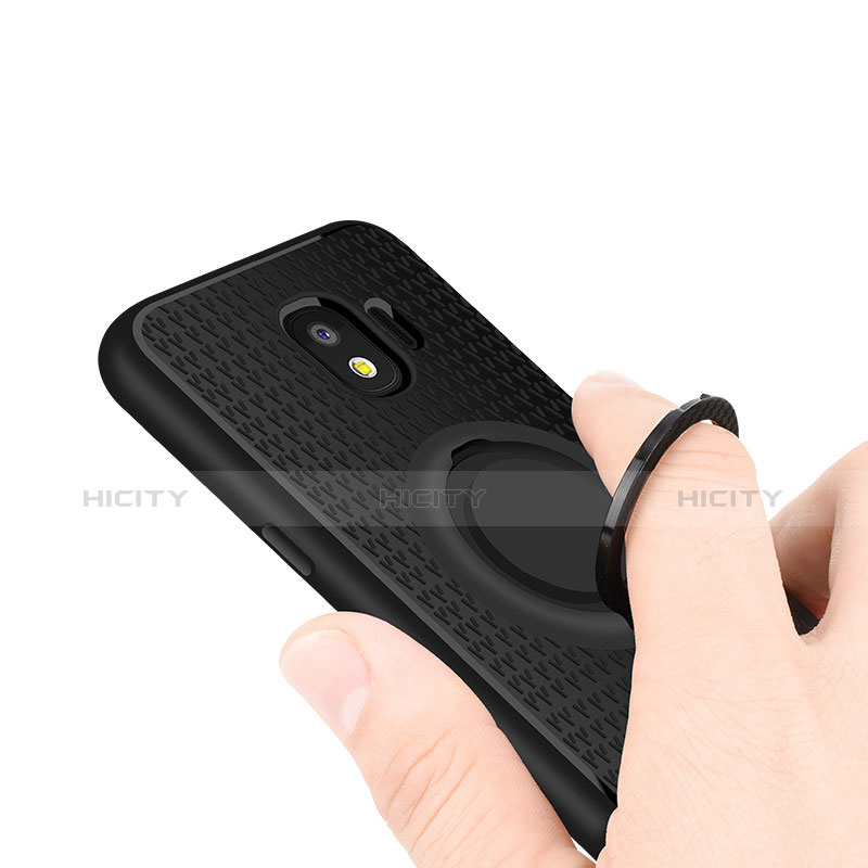 Coque Ultra Fine Silicone Souple avec Support Bague Anneau Aimante pour Samsung Galaxy J2 Pro (2018) J250F Noir Plus