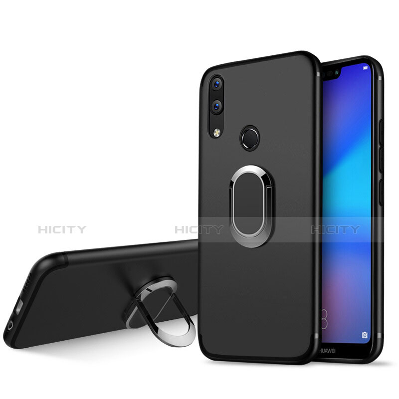 Coque Ultra Fine Silicone Souple avec Support Bague Anneau pour Huawei P20 Lite Noir Plus