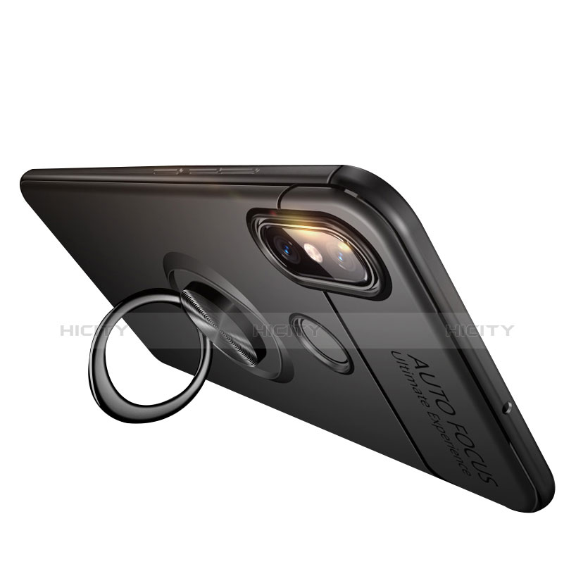 Coque Ultra Fine Silicone Souple avec Support Bague Anneau pour Xiaomi Mi 8 Noir Plus