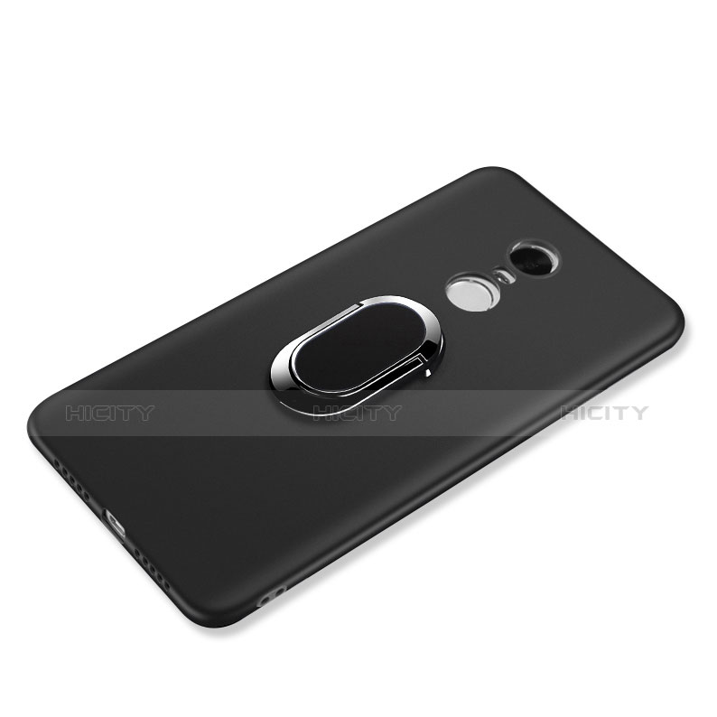 Coque Ultra Fine Silicone Souple avec Support Bague Anneau pour Xiaomi Redmi Note 4 Noir Plus