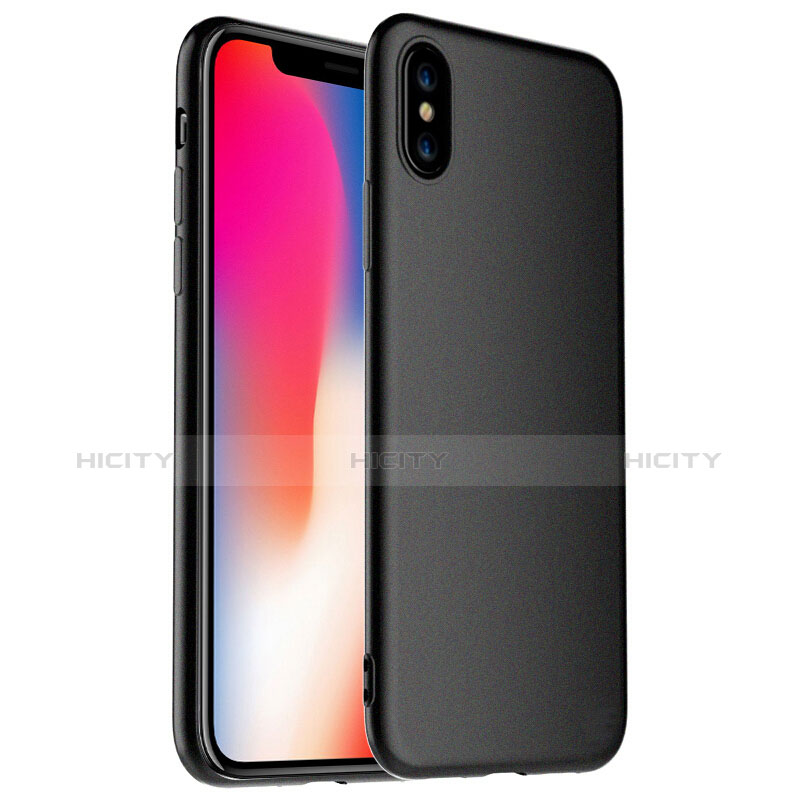 Coque Ultra Fine Silicone Souple et Protecteur d'Ecran pour Apple iPhone X Noir Plus