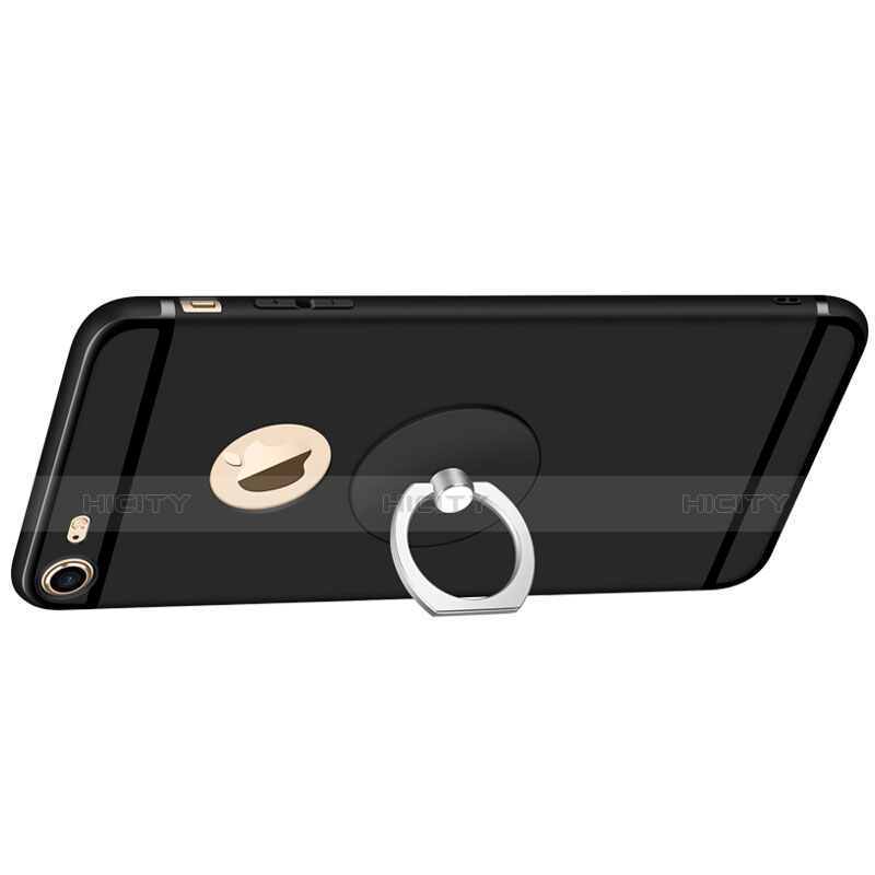 Coque Ultra Fine Silicone Souple et Support Bague Anneau pour Apple iPhone 6 Plus Noir Plus