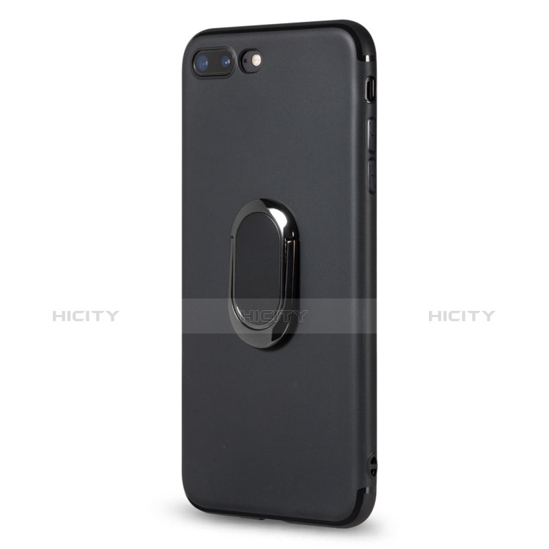 Coque Ultra Fine Silicone Souple et Support Bague Anneau pour Apple iPhone 8 Plus Noir Plus