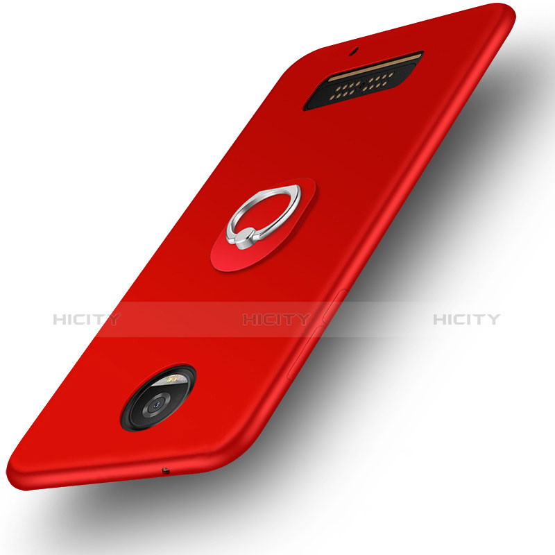 Coque Ultra Fine Silicone Souple et Support Bague Anneau pour Motorola Moto Z Play Rouge Plus