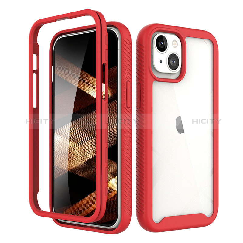 Coque Ultra Fine Silicone Souple Housse Etui 360 Degres Avant et Arriere pour Apple iPhone 15 Plus Rouge Plus