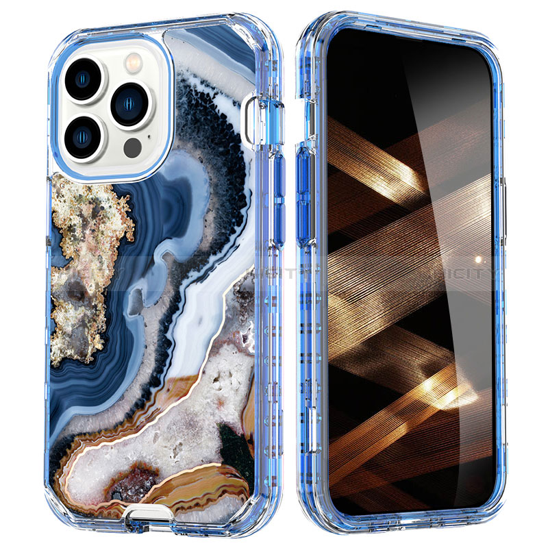 Coque Ultra Fine Silicone Souple Housse Etui 360 Degres Avant et Arriere YJ1 pour Apple iPhone 14 Pro Bleu Plus