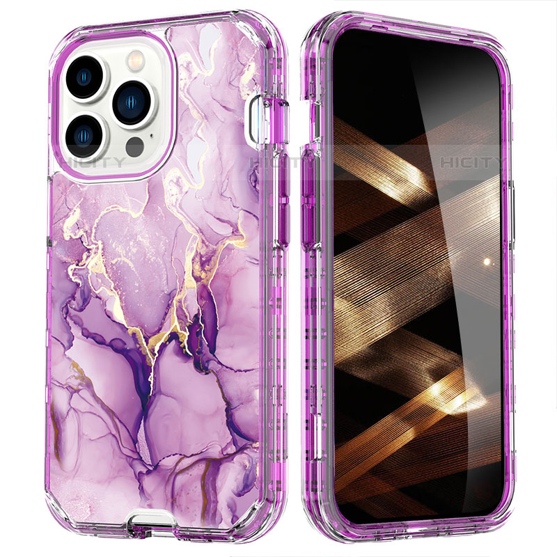 Coque Ultra Fine Silicone Souple Housse Etui 360 Degres Avant et Arriere YJ1 pour Apple iPhone 16 Pro Violet Plus