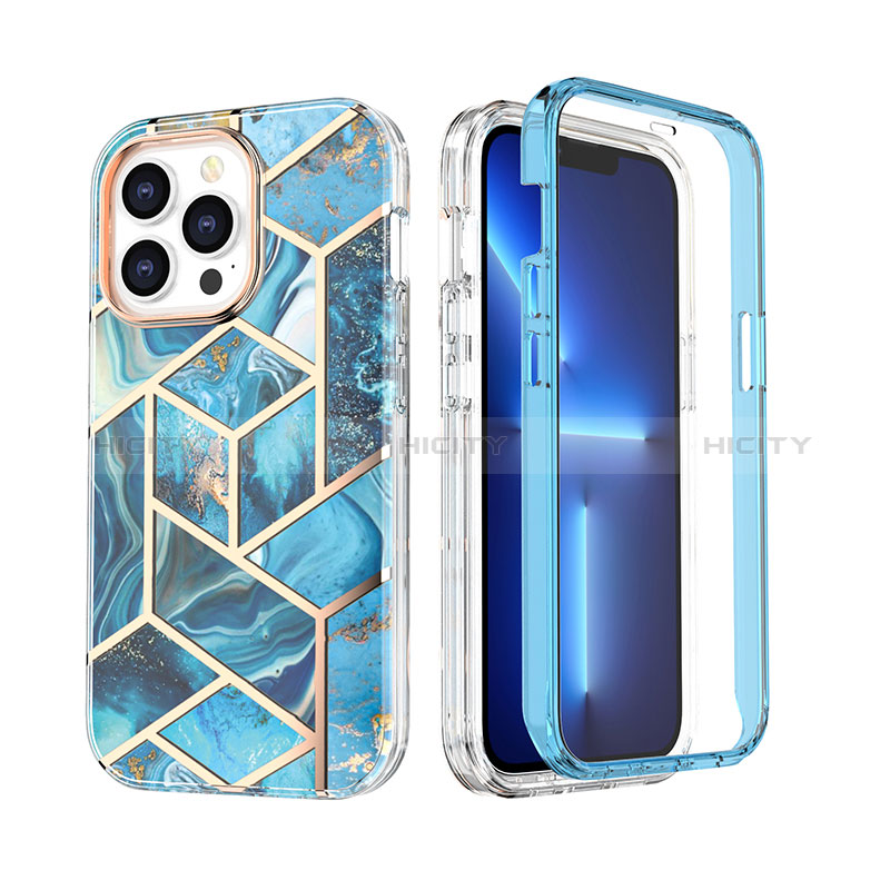 Coque Ultra Fine Silicone Souple Housse Etui 360 Degres Avant et Arriere YJ2 pour Apple iPhone 13 Pro Bleu Plus