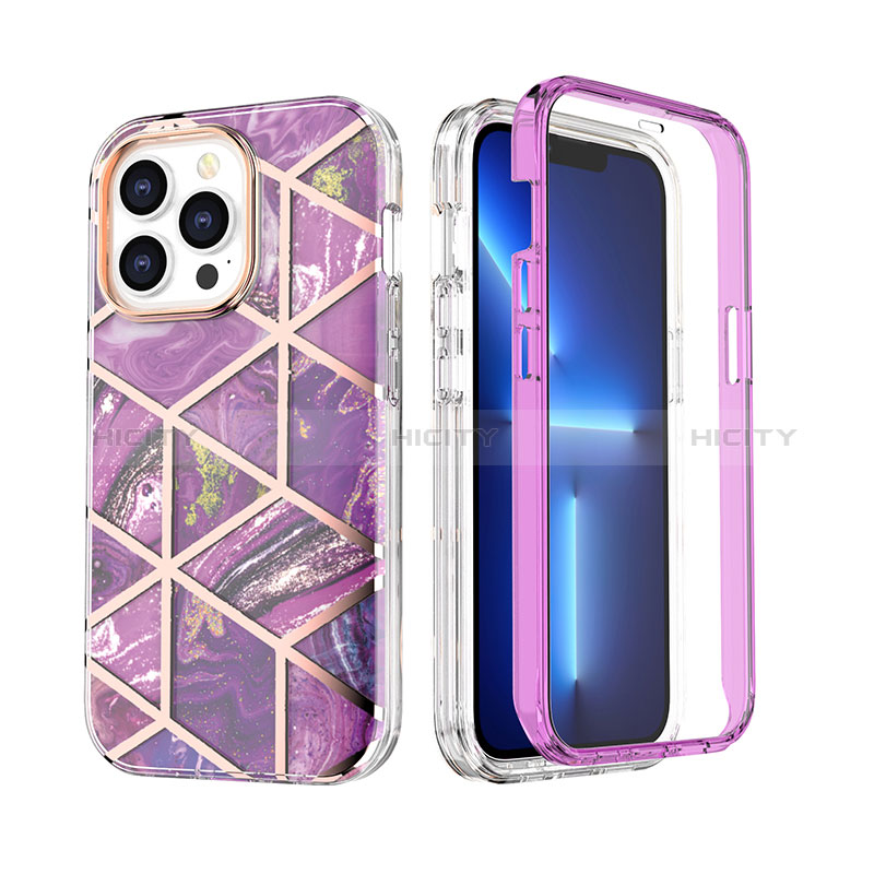 Coque Ultra Fine Silicone Souple Housse Etui 360 Degres Avant et Arriere YJ2 pour Apple iPhone 13 Pro Max Violet Plus