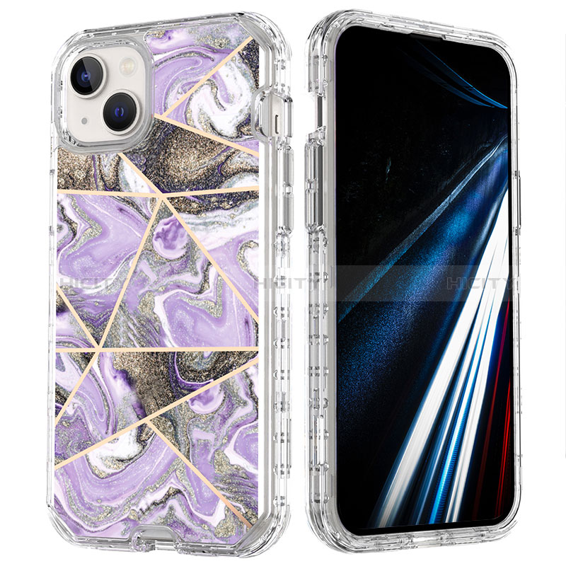 Coque Ultra Fine Silicone Souple Housse Etui 360 Degres Avant et Arriere YJ2 pour Apple iPhone 14 Plus Violet Clair Plus