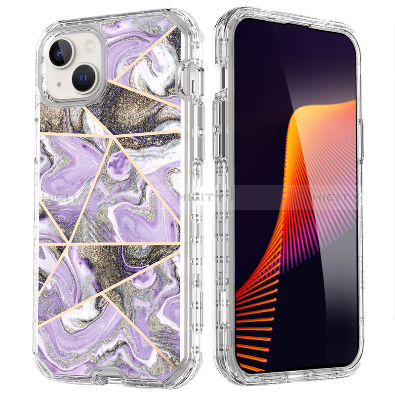 Coque Ultra Fine Silicone Souple Housse Etui 360 Degres Avant et Arriere YJ2 pour Apple iPhone 15 Violet Clair Plus