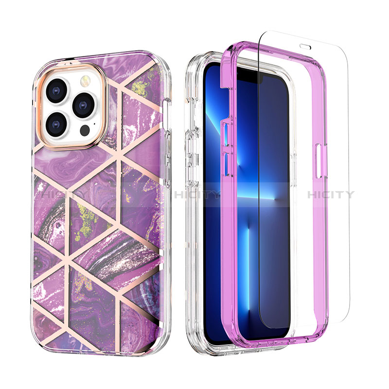 Coque Ultra Fine Silicone Souple Housse Etui 360 Degres Avant et Arriere YJ3 pour Apple iPhone 13 Pro Violet Plus