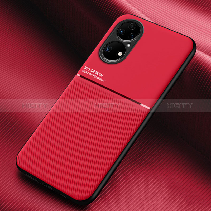 Coque Ultra Fine Silicone Souple Housse Etui avec Aimante Magnetique pour Huawei P50 Rouge Plus