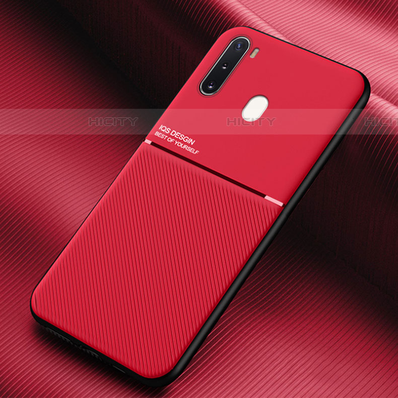 Coque Ultra Fine Silicone Souple Housse Etui avec Aimante Magnetique pour Samsung Galaxy A21 European Rouge Plus