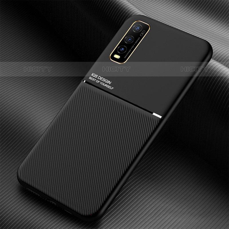 Coque Ultra Fine Silicone Souple Housse Etui avec Aimante Magnetique pour Vivo iQOO U1 Noir Plus