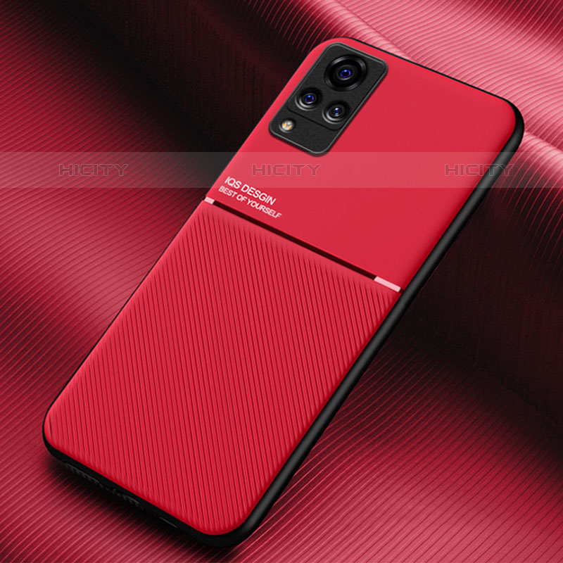 Coque Ultra Fine Silicone Souple Housse Etui avec Aimante Magnetique pour Vivo V21s 5G Rouge Plus