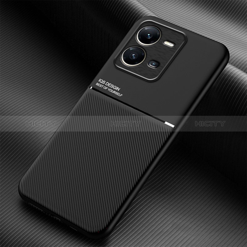 Coque Ultra Fine Silicone Souple Housse Etui avec Aimante Magnetique pour Vivo V25 5G Noir Plus