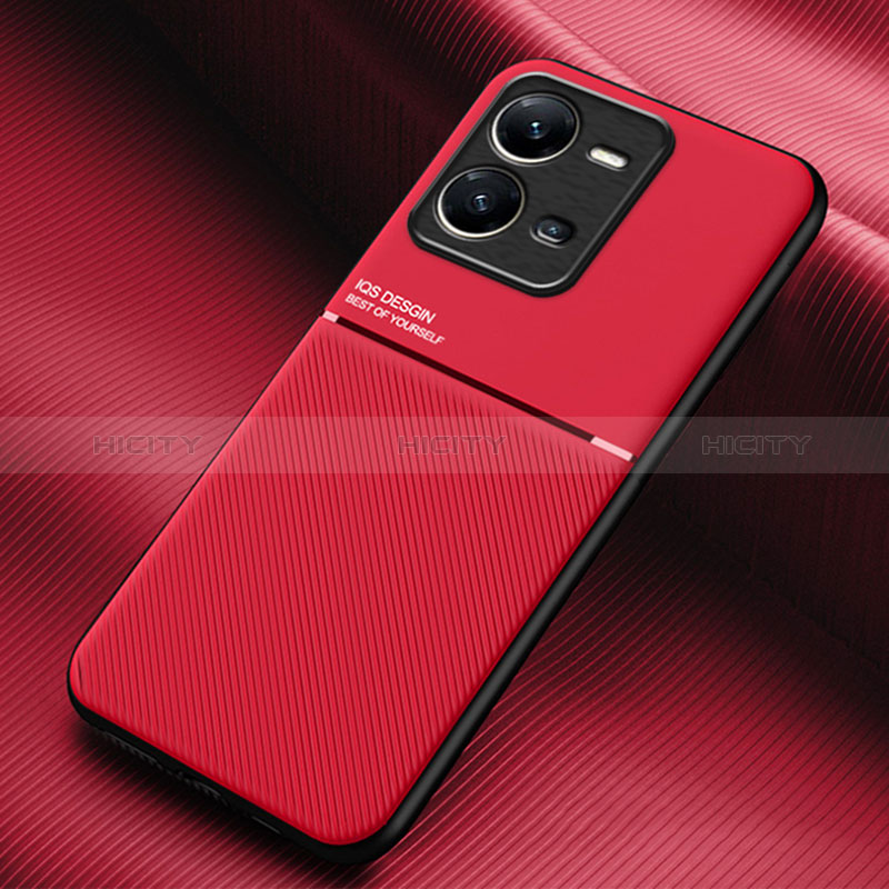 Coque Ultra Fine Silicone Souple Housse Etui avec Aimante Magnetique pour Vivo V25e Rouge Plus