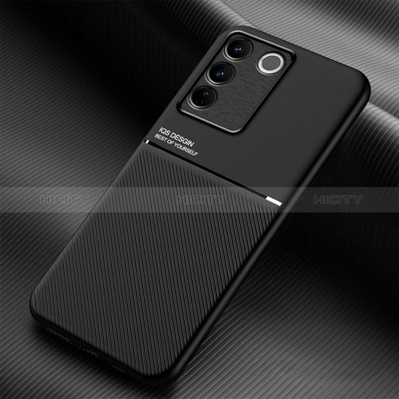 Coque Ultra Fine Silicone Souple Housse Etui avec Aimante Magnetique pour Vivo V27 5G Noir Plus