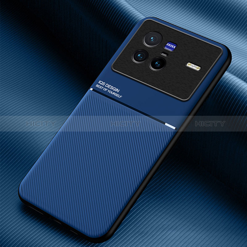 Coque Ultra Fine Silicone Souple Housse Etui avec Aimante Magnetique pour Vivo X80 5G Bleu Plus