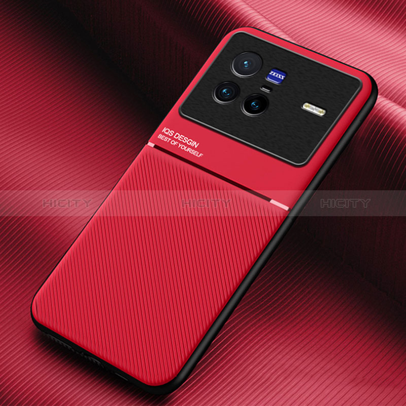 Coque Ultra Fine Silicone Souple Housse Etui avec Aimante Magnetique pour Vivo X80 5G Rouge Plus