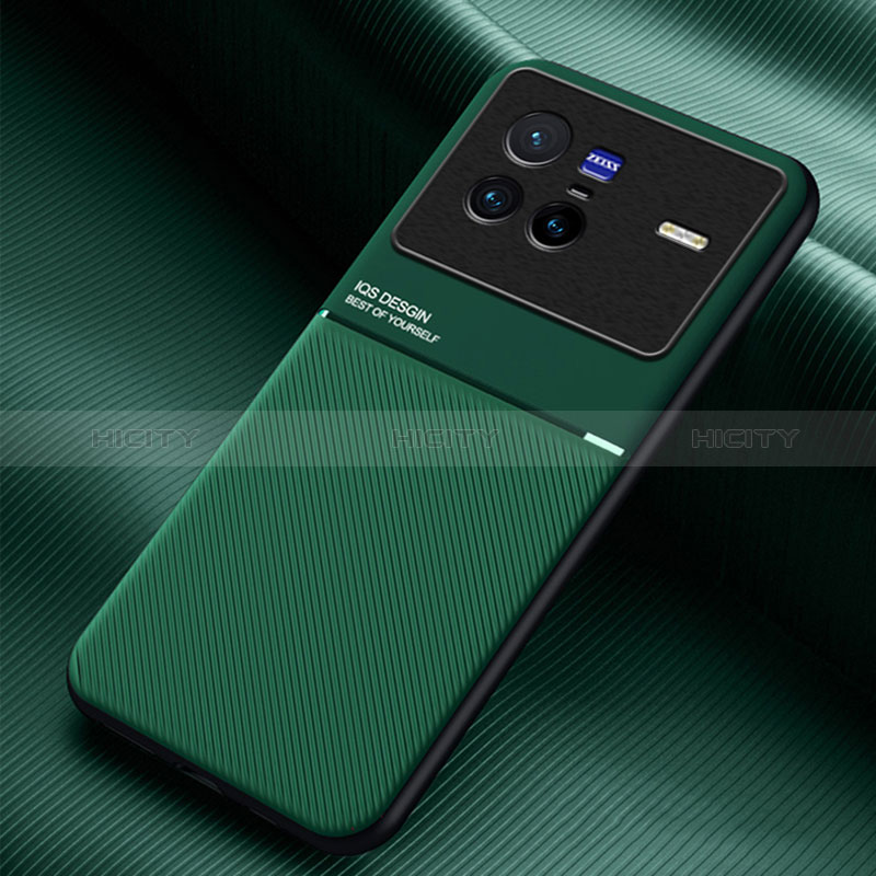 Coque Ultra Fine Silicone Souple Housse Etui avec Aimante Magnetique pour Vivo X80 5G Vert Plus