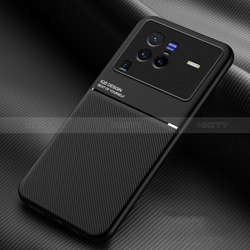 Coque Ultra Fine Silicone Souple Housse Etui avec Aimante Magnetique pour Vivo X80 Pro 5G Noir Plus