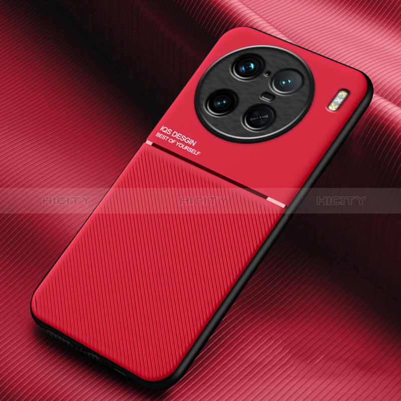 Coque Ultra Fine Silicone Souple Housse Etui avec Aimante Magnetique pour Vivo X90 Pro+ Plus 5G Rouge Plus