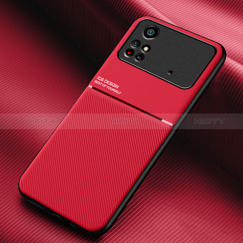 Coque Ultra Fine Silicone Souple Housse Etui avec Aimante Magnetique pour Xiaomi Poco M4 Pro 4G Rouge Plus