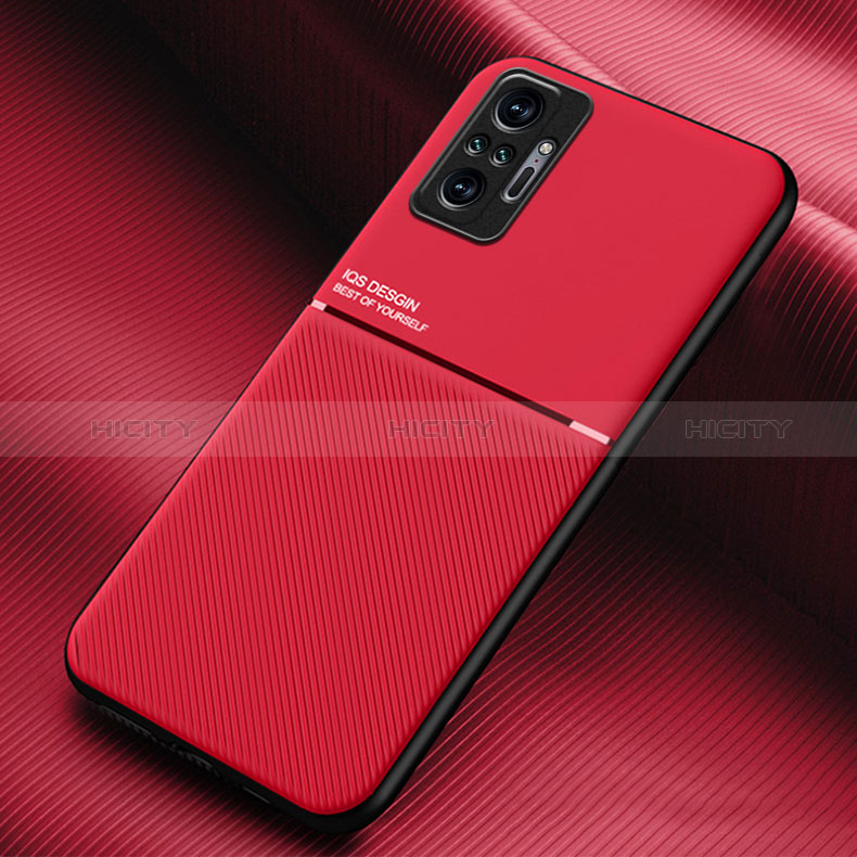 Coque Ultra Fine Silicone Souple Housse Etui avec Aimante Magnetique pour Xiaomi Redmi Note 10 Pro 4G Rouge Plus