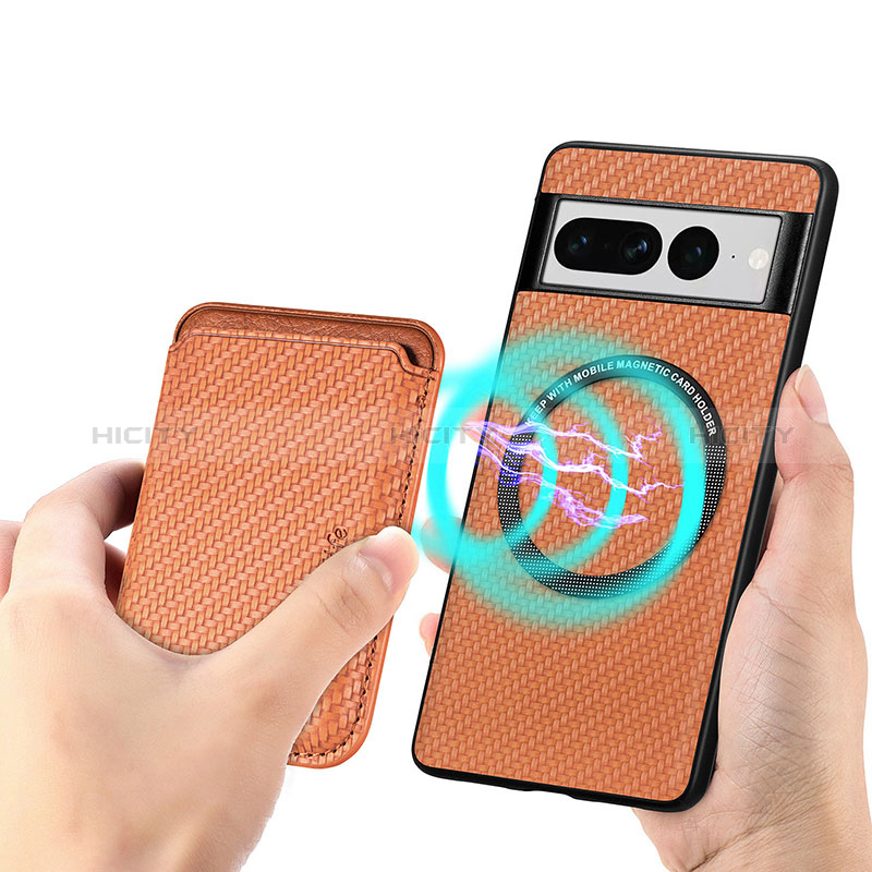 Coque Ultra Fine Silicone Souple Housse Etui avec Aimante Magnetique S01D pour Google Pixel 7 Pro 5G Marron Plus