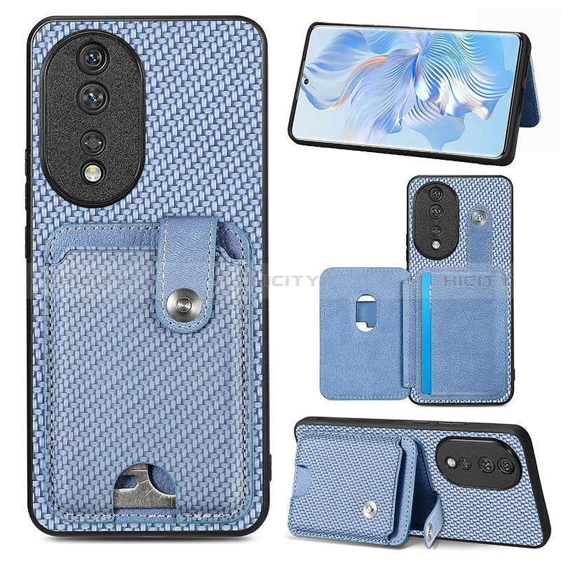 Coque Ultra Fine Silicone Souple Housse Etui avec Aimante Magnetique S01D pour Huawei Honor 80 5G Bleu Plus