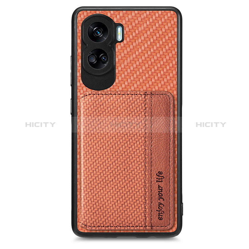 Coque Ultra Fine Silicone Souple Housse Etui avec Aimante Magnetique S01D pour Huawei Honor 90 Lite 5G Marron Plus