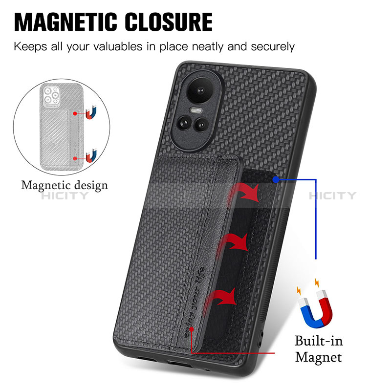 Coque Ultra Fine Silicone Souple Housse Etui avec Aimante Magnetique S01D pour Oppo Reno10 5G Plus