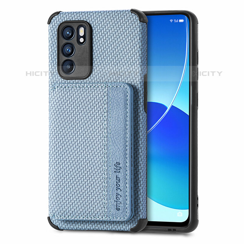 Coque Ultra Fine Silicone Souple Housse Etui avec Aimante Magnetique S01D pour Oppo Reno6 5G Bleu Plus