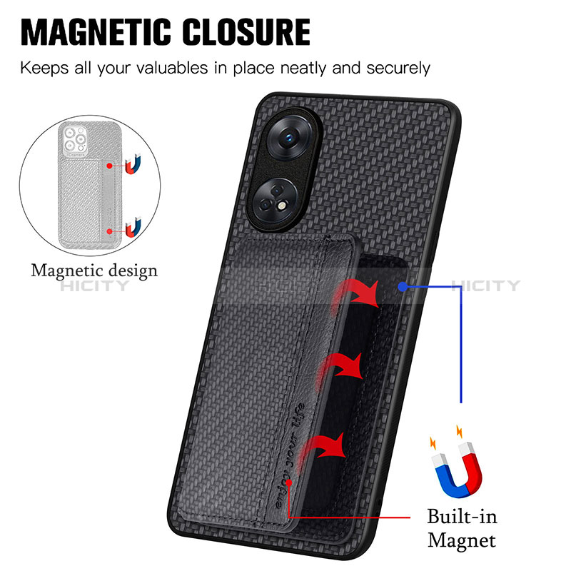 Coque Ultra Fine Silicone Souple Housse Etui avec Aimante Magnetique S01D pour Oppo Reno8 T 4G Plus