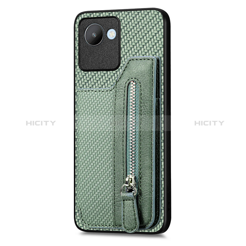 Coque Ultra Fine Silicone Souple Housse Etui avec Aimante Magnetique S01D pour Realme C30s Vert Plus